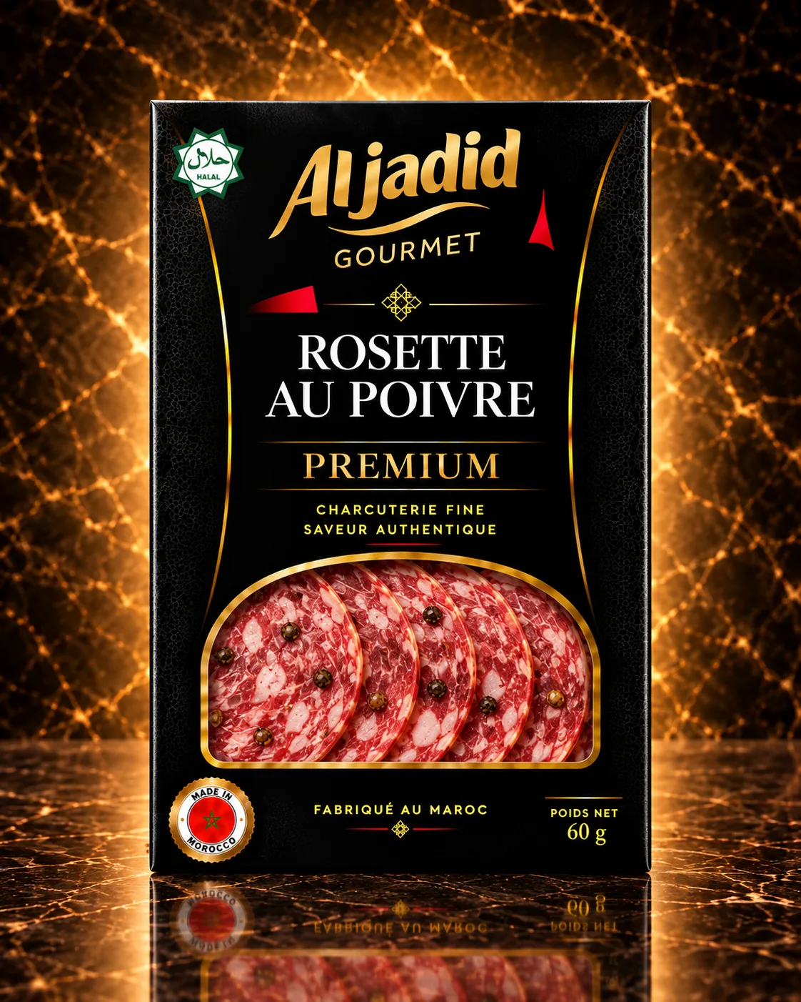 Rosette aux poivres tranchée — Le poivre, tranché fin