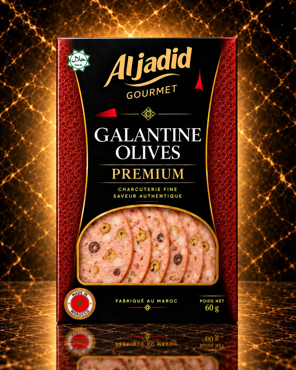 Galantine olives tranchée — Les éclats verts, tranchés fin