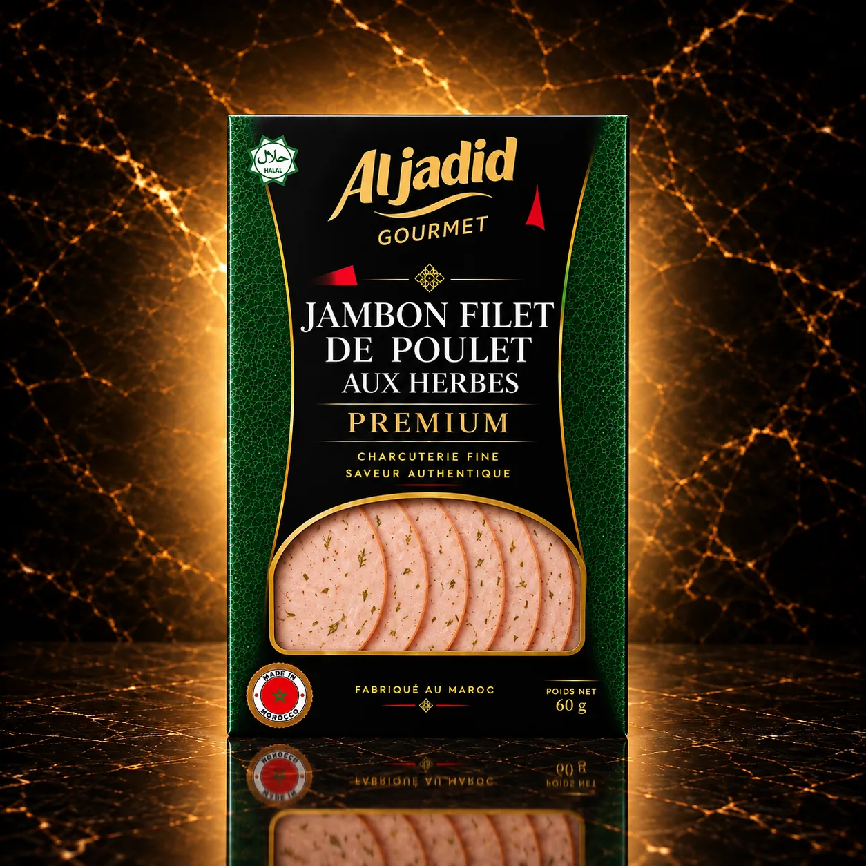 Jambon filet de poulet aux herbes tranché — Les notes fraîches, tranchées fin